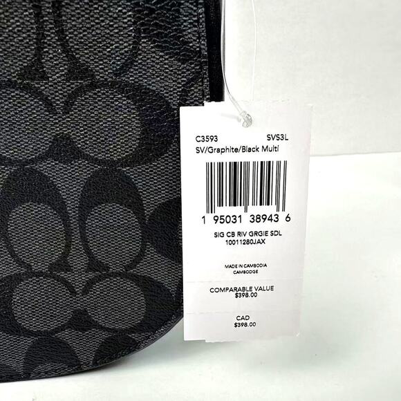 Coach Georgie Saddle Crossbody Colorblock Sig Canvas Silver/Graphite/Black NWT - Picture 11 of 12